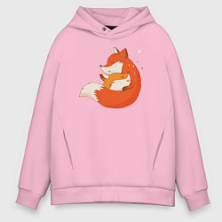 Толстовка оверсайз мужская Лисички, цвет: светло-розовый