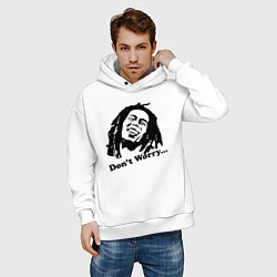 Толстовка оверсайз мужская Bob Marley: Don't worry, цвет: белый — фото 2