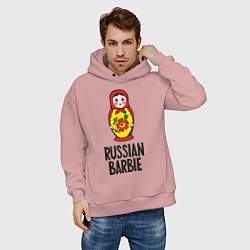 Толстовка оверсайз мужская Russian Barbie, цвет: пыльно-розовый — фото 2