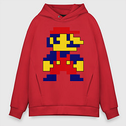 Толстовка оверсайз мужская Pixel Mario, цвет: красный