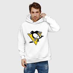 Толстовка оверсайз мужская Pittsburgh Penguins, цвет: белый — фото 2