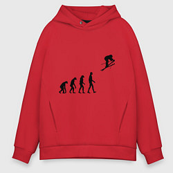 Толстовка оверсайз мужская Эволюция лыжник, цвет: красный