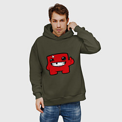 Толстовка оверсайз мужская Super Meat Boy, цвет: хаки — фото 2