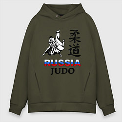 Толстовка оверсайз мужская Russia Judo, цвет: хаки