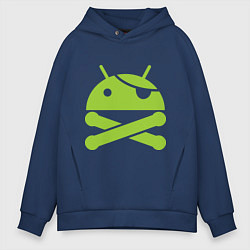 Толстовка оверсайз мужская Android super user, цвет: тёмно-синий