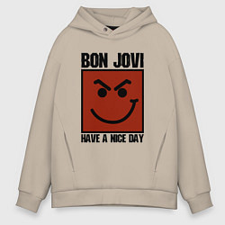 Толстовка оверсайз мужская Bon Jovi: Have a nice day, цвет: миндальный