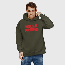 Толстовка оверсайз мужская Hello Friend, цвет: хаки — фото 2