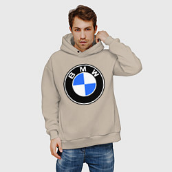 Толстовка оверсайз мужская Logo BMW, цвет: миндальный — фото 2