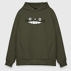 Толстовка оверсайз мужская Totoro face, цвет: хаки