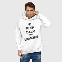 Толстовка оверсайз мужская Keep Calm & WAAAGH, цвет: белый — фото 2