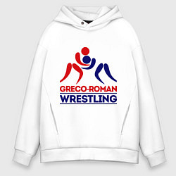Толстовка оверсайз мужская Greco-roman wrestling, цвет: белый