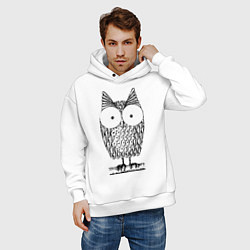 Толстовка оверсайз мужская Owl grafic, цвет: белый — фото 2