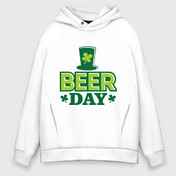 Толстовка оверсайз мужская Beer day, цвет: белый