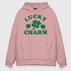 Толстовка оверсайз мужская Lucky charm - клевер, цвет: пыльно-розовый
