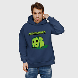 Толстовка оверсайз мужская Minecraft Creeper, цвет: тёмно-синий — фото 2