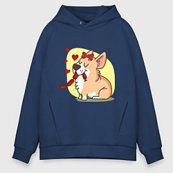 Толстовка оверсайз мужская Влюбленная собачка, цвет: тёмно-синий