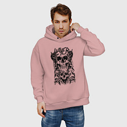 Толстовка оверсайз мужская Slayer Skulls, цвет: пыльно-розовый — фото 2