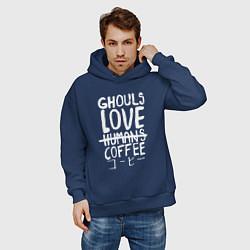 Толстовка оверсайз мужская Ghouls Love Coffee, цвет: тёмно-синий — фото 2