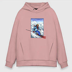 Толстовка оверсайз мужская Лыжный Спорт, цвет: пыльно-розовый