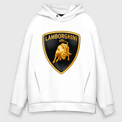 Толстовка оверсайз мужская Lamborghini logo, цвет: белый