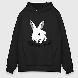 Толстовка оверсайз мужская Rabbit: follow me, цвет: черный