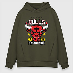 Толстовка оверсайз мужская Chicago Bulls est. 1966, цвет: хаки