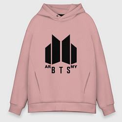 Толстовка оверсайз мужская BTS ARMY, цвет: пыльно-розовый