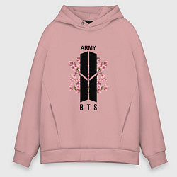 Толстовка оверсайз мужская BTS: Army Sakura, цвет: пыльно-розовый