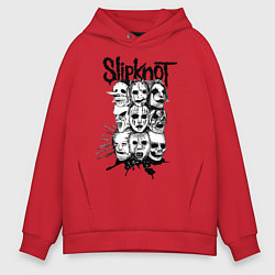 Толстовка оверсайз мужская Slipknot Faces, цвет: красный