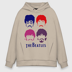 Толстовка оверсайз мужская The Beatles faces, цвет: миндальный