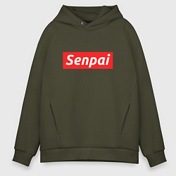 Толстовка оверсайз мужская Senpai Supreme, цвет: хаки