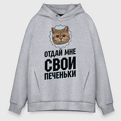 Толстовка оверсайз мужская Отдай мне свои печеньки, цвет: меланж