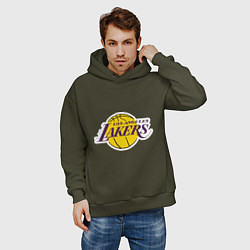 Толстовка оверсайз мужская LA Lakers, цвет: хаки — фото 2