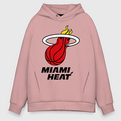 Толстовка оверсайз мужская Miami Heat-logo, цвет: пыльно-розовый