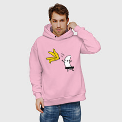 Толстовка оверсайз мужская Банан стриптизер, цвет: светло-розовый — фото 2