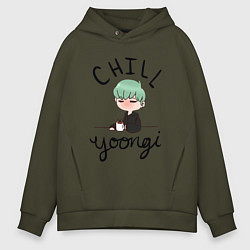 Толстовка оверсайз мужская Chill Yoongi, цвет: хаки