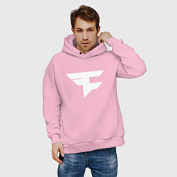 Толстовка оверсайз мужская FAZE Symbol, цвет: светло-розовый — фото 2