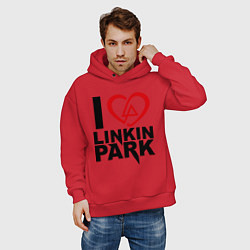 Толстовка оверсайз мужская I love Linkin Park, цвет: красный — фото 2