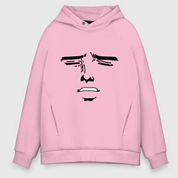 Толстовка оверсайз мужская Лицо в стиле аниме, цвет: светло-розовый