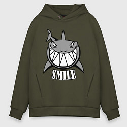 Толстовка оверсайз мужская Shark Smile, цвет: хаки
