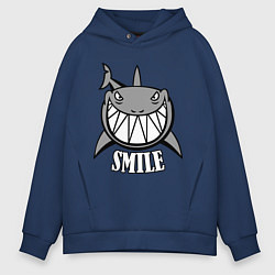 Толстовка оверсайз мужская Shark Smile, цвет: тёмно-синий