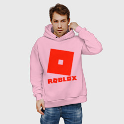 Толстовка оверсайз мужская Roblox Logo, цвет: светло-розовый — фото 2