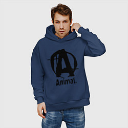 Толстовка оверсайз мужская Animal Logo, цвет: тёмно-синий — фото 2