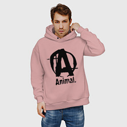 Толстовка оверсайз мужская Animal Logo, цвет: пыльно-розовый — фото 2