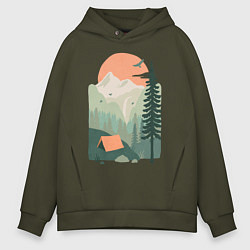 Толстовка оверсайз мужская Wood Adventure, цвет: хаки