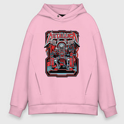 Толстовка оверсайз мужская Metallica: Robot Style, цвет: светло-розовый