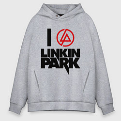 Толстовка оверсайз мужская I love Linkin Park, цвет: меланж