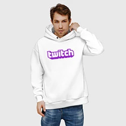Толстовка оверсайз мужская Twitch Logo, цвет: белый — фото 2