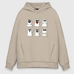 Толстовка оверсайз мужская Funny ghosts - halloween, цвет: миндальный
