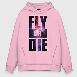 Толстовка оверсайз мужская Fly or Die: Space цвета светло-розовый — фото 1